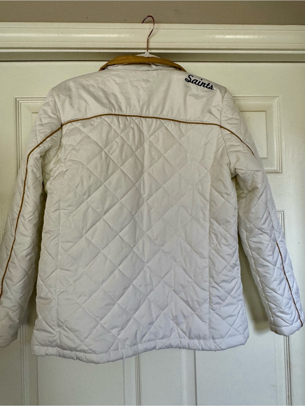 NFL Team Apparel New Orleans Saints White Quilted Full Zip Jacket Women’s Medium - Picture 2 of 2